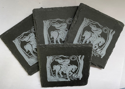 Headless Horseman Slate Coaster Set