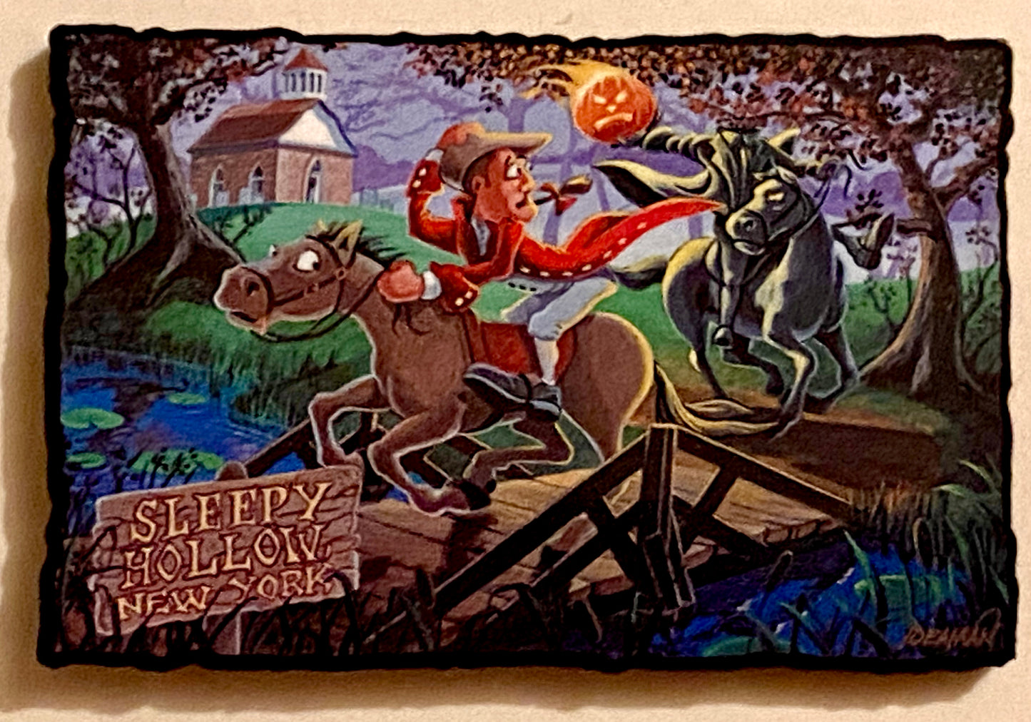 #1 Magnet Flat Wooden Headless Horseman Magnet