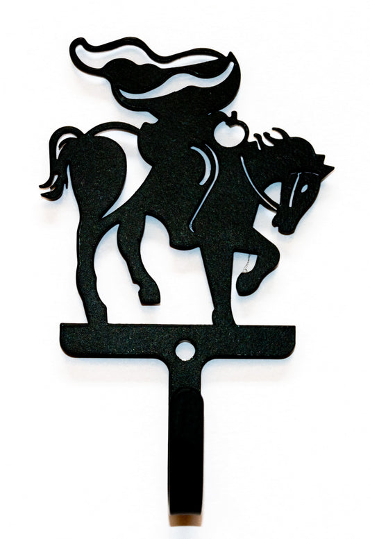 #3 Hook Headless Horseman with cape, Wrought Iron Wall Hook